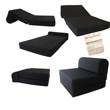 Load image into Gallery viewer, D&amp;D Futon Furniture Black Sleeper Chair Folding Foam Bed Sized 6 X 32 X 70, Studio Guest Foldable Chair Beds, Foam Sofa, Couch, High Density Foam 1.8 Pounds.
