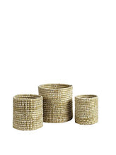 Load image into Gallery viewer, Napa Home &amp; Garden Rivergrass Small Round Baskets, White, Set of 3
