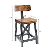 Load image into Gallery viewer, Ink+Ivy Lancaster Counter Stools, Contour Seat, Removable Backrest Modern Industrial Counter-Height Kitchen Chair, Solid Wood, Metal Kickplate Footrest, Dining Room Accent Furniture, Amber
