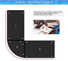 Load image into Gallery viewer, L Shaped Computer Desk,Gaming Desk Home Office Corner Desk Toughened Glass Writing Study PC Modern Executive Table with Keyboard CPU Stand for Kids Student Women Men
