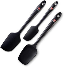 Load image into Gallery viewer, DI ORO Seamless Series 3-Piece Silicone Spatula Set - 600F Heat Resistant Non Stick Rubber Kitchen Scraper Spatulas for Cooking, Baking, and Mixing  BPA Free and LFGB Certified Silicone (Black)
