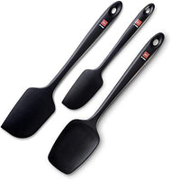 DI ORO Seamless Series 3-Piece Silicone Spatula Set - 600F Heat Resistant Non Stick Rubber Kitchen Scraper Spatulas for Cooking, Baking, and Mixing  BPA Free and LFGB Certified Silicone (Black)