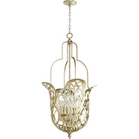 Quorum 8192-6-60 Transitional Six Light Pendant from Le Monde Collection in Pewter, Nickel, Silver Finish,