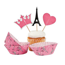Load image into Gallery viewer, Fun Express - Perfectly Paris Baking Cups W/picks for Birthday - Party Supplies - Serveware &amp; Barware - Misc Serveware &amp; Barware - Birthday - 100 Pieces
