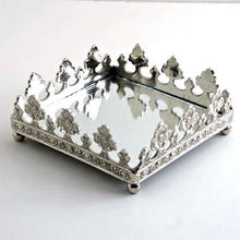 Load image into Gallery viewer, Nickel 5&quot; x 5&quot; Victorian Tissue Box Holder with Mirror
