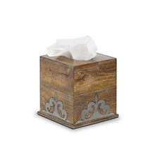 Load image into Gallery viewer, Wood and Inlay Metal Heritage Collection Square Tissue Box Cover

