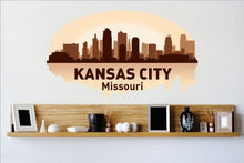 Load image into Gallery viewer, Decals - Kansas City Missouri MO Skyline City View Beautiful Scene Landmarks, Buildings &amp; Water Picture Art Mural - Size 24 Inches X 48 Inches - Vinyl Wall Sticker - 22 Colors Available

