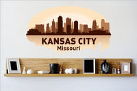 Decals - Kansas City Missouri MO Skyline City View Beautiful Scene Landmarks, Buildings & Water Picture Art Mural - Size 24 Inches X 48 Inches - Vinyl Wall Sticker - 22 Colors Available