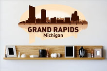 Load image into Gallery viewer, Decals - Grand Rapids Michigan MI Skyline City View Beautiful Scene Landmarks, Buildings &amp; Water Picture Art Mural Size 24 Inches X 48 Inches - Vinyl Wall Sticker - 22 Colors Available
