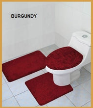 Load image into Gallery viewer, 3 Piece Luxury Acrylic Bath Rugs Set Large 18&quot;x&quot;30 Contour Mat 18&quot;x18&quot; and Lid. (Burgundy)
