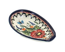 Load image into Gallery viewer, Blue Rose Polish Pottery Floral Butterfly Small Spoon Rest

