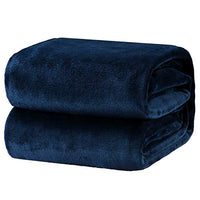 Bedsure Flannel Fleece Luxury Blanket Navy Twin Size Lightweight Cozy Plush Microfiber Solid Blanket