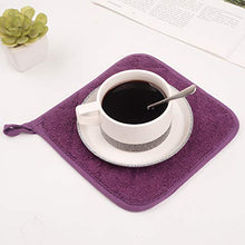 Load image into Gallery viewer, Lifaith 100% Cotton Kitchen Everyday Basic Terry Pot Holder Heat Resistant Coaster Potholder for Cooking and Baking Set of 5 Grape
