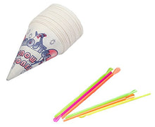 Load image into Gallery viewer, Perfect Stix Snow Cone-Straws- 100 Snow Cone Cups and Assorted Neon Straws (100 Count of Each) (Pack of 200)
