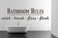 Bathroom Rules Wash Brush Floss Flush Quote Saying Wall Sticker Removable Home Decor Vinyl Decal Art (Brown, 9x36 inches)