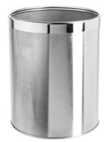 Bennett Small Office Trash Can, Open Top Small Wastebasket Bin, Stainless Steel Garbage Can, Detach-A-Ring' Metal Waste Basket for Powder Room, Bathroom, Home, Modern Home Dcor (Dia. 9.6 x H 11.8)