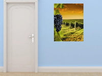Decals - Vineyard Grapes Fruits Outdoor Scene Bedroom Bathroom Living Room Picture Art Mural - Size 24 Inches X 48 Inches - Vinyl Wall Sticker - 22 Colors Available