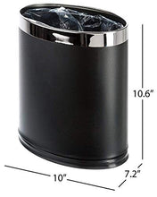 Load image into Gallery viewer, Brelso &#39;Invisi-Overlap&#39; Metal Trash Can, Open Top Small Office Wastebasket, Oval Shape (Black)
