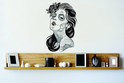 Decals - Dia De Los Muertos Bedroom Bathroom Living Room Picture Art Mural - Size 24 Inches X 48 Inches - Vinyl Wall Sticker - 22 Colors Available