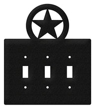 Load image into Gallery viewer, SWEN Products Lone Star Wall Plate Cover (Triple Switch, Black)
