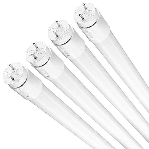 KANDOlite 4-Pack Energy Saving LED T8 Instalite Plug and Play Lamps + 8 Free Non-Shunted Socket Tombstone Jack Holders - 120-277V 17 WATT Bulbs (36W Fluorescent Bulb Replacement - 40,000 Hours)