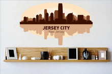 Load image into Gallery viewer, Decals - Jersey City New Jersey NJ Skyline City View Beautiful Scene Landmarks, Buildings &amp; Water Picture Art Mural Size 24 Inches X 48 Inches - Vinyl Wall Sticker - 22 Colors Available
