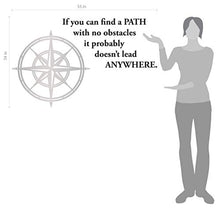 Load image into Gallery viewer, Large Compass &amp; Quote Wall Decal Peel &amp; Stick Removable Room Decal Vinyl Sticker Saying to Decorate Home (Silver &amp; Black, 29x35 inches)
