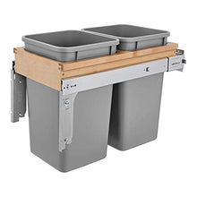 Load image into Gallery viewer, Rev-A-Shelf 4WCTM-15BBSCDM2 Double 27-Qt Maple Top Mount Pull Out Waste Containers with Soft Close Slides for 12&quot; Wide 1.5&quot; Faceframe Cabinet, Silver
