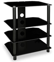 Mount-It! AV Component Media Stand, Audio Tower and Media Center with 4 Tempered Glass Shelves, 88 Lbs Capacity, Black Silk (MI-867)