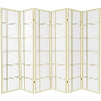 Oriental Furniture 6 ft. Tall Double Cross Shoji Screen - Special Edition - Ivory - 6 Panels