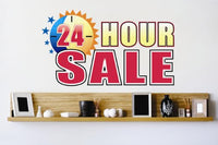 Decals - 24 Hour Store Savings Shopping Sign Bedroom Bathroom Living Room Picture Art Mural Size 24 Inches X 48 Inches - Vinyl Wall Sticker - 22 Colors Available