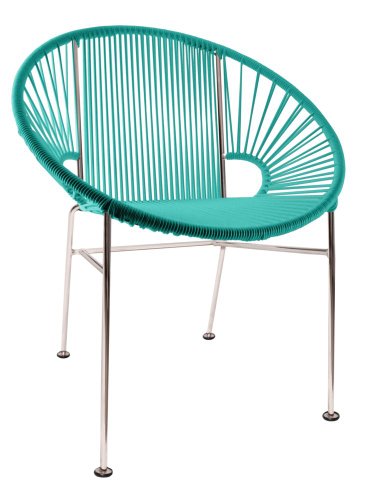 Innit Designs Concha Chair, Turquoise Weave on Chrome Frame
