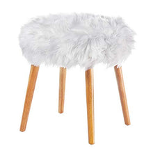 Load image into Gallery viewer, Accent Plus White Faux Fur Stool 17.75x17.75x17.25
