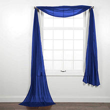 Load image into Gallery viewer, Luxury Discounts Beautiful Elegant Solid Royal Blue Sheer Scarf Valance Topper 38&quot; X 216&quot; Long Window Treatment Scarves
