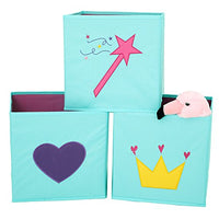 Cubes Kids Storage Organization Bins Boxes Collapsible (Set of 3) 10 inch (Crown - Set of 3)