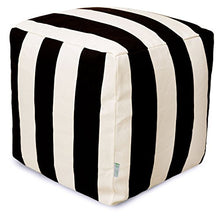 Load image into Gallery viewer, Majestic Home Goods Black Vertical Stripe Indoor / Outdoor Bean Bag Ottoman Pouf Cube 17&quot; L x 17&quot; W x 17&quot; H
