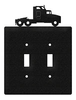 SWEN Products Semi Truck Wall Plate Cover (Double Switch, Black)