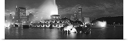 GREATBIGCANVAS Entitled Fountain in Front of Buildings, Buckingham Fountain, Grant Park, Chicago, Illinois Poster Print, 90