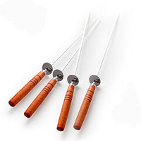 Picnic Tools 41cm Lengthened Thick Stainless Steel Barbecue Flat Needle with Wood Handle