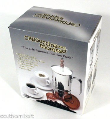Cappuccino Espresso Stovetop Machine Froths 18/10 Steel