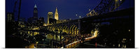 GREATBIGCANVAS Entitled Arch Bridge and Buildings lit up at Night, Cleveland, Ohio Poster Print, 90