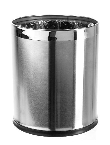 Brelso 'Invisi-Overlap' Open Top Stainless Steel Trash Can, Small Office Wastebasket, Modern Home Dcor, Round Shape