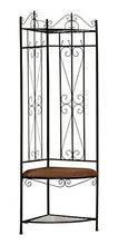 Load image into Gallery viewer, King&#39;s Brand Black Metal Corner Entryway Hallway Rack with Bench &amp; 6 Hooks
