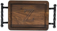 BigWood Boards W200-STWB-Z Thick Bar/Cheese Board with Twisted Ball Handle, 9-Inch by 12-Inch by 3/4-Inch, Monogrammed