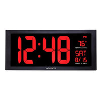 AcuRite 75100 Large Digital Clock with Indoor Temperature | LED Wall Clock with Date and Fold-Out Stand - 18