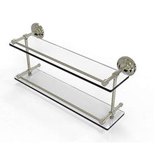 Load image into Gallery viewer, Allied Brass QN-2/22-GAL-PNI Que New 22 Inch Double Gallery Rail Glass Shelf, Polished Nickel
