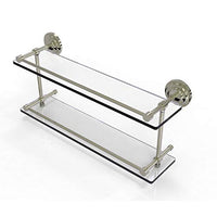 Allied Brass QN-2/22-GAL-PNI Que New 22 Inch Double Gallery Rail Glass Shelf, Polished Nickel
