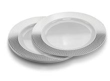 Load image into Gallery viewer, &quot; OCCASIONS&quot; 120 Plates Pack, Heavyweight Disposable Wedding Party Plastic Plates (6.25&#39;&#39; Dessert/Bread Plate, Diamond in White &amp; Silver)
