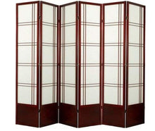 Load image into Gallery viewer, Oriental Furniture 7 ft. Tall Double Cross Shoji Screen - Rosewood - 6 Panels
