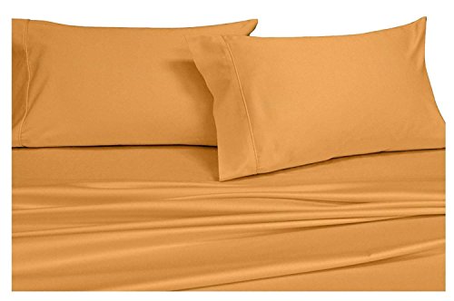 Royal Hotel's Solid Gold 600-Thread-Count 4pc Queen WATERBED SHEETS, 100% Cotton, Sateen Solid, Deep Pocket